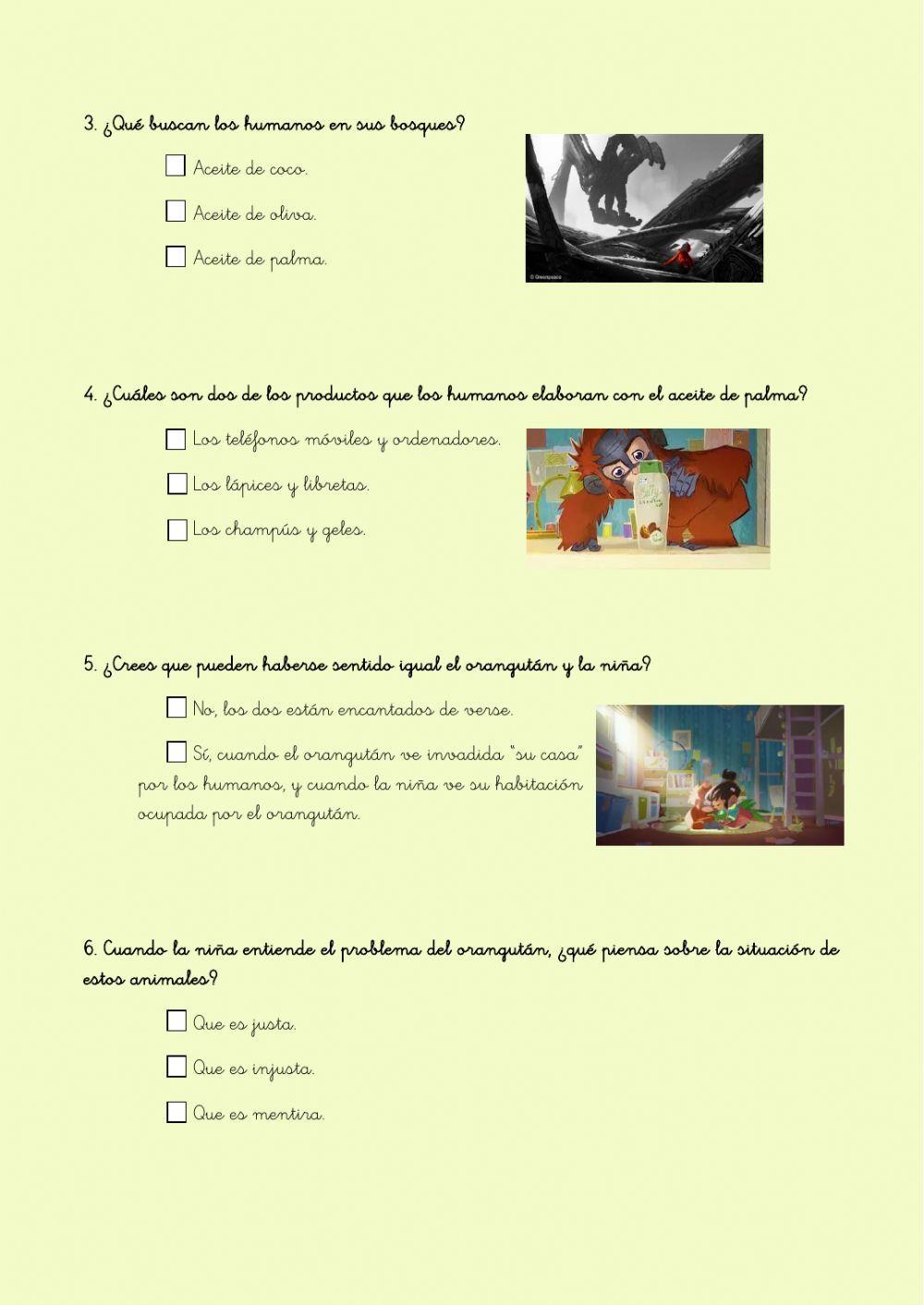 Preguntas de comprensión y reflexión sobre el vídeo-Rang-tan-el bebé orangután y el aceite de palma