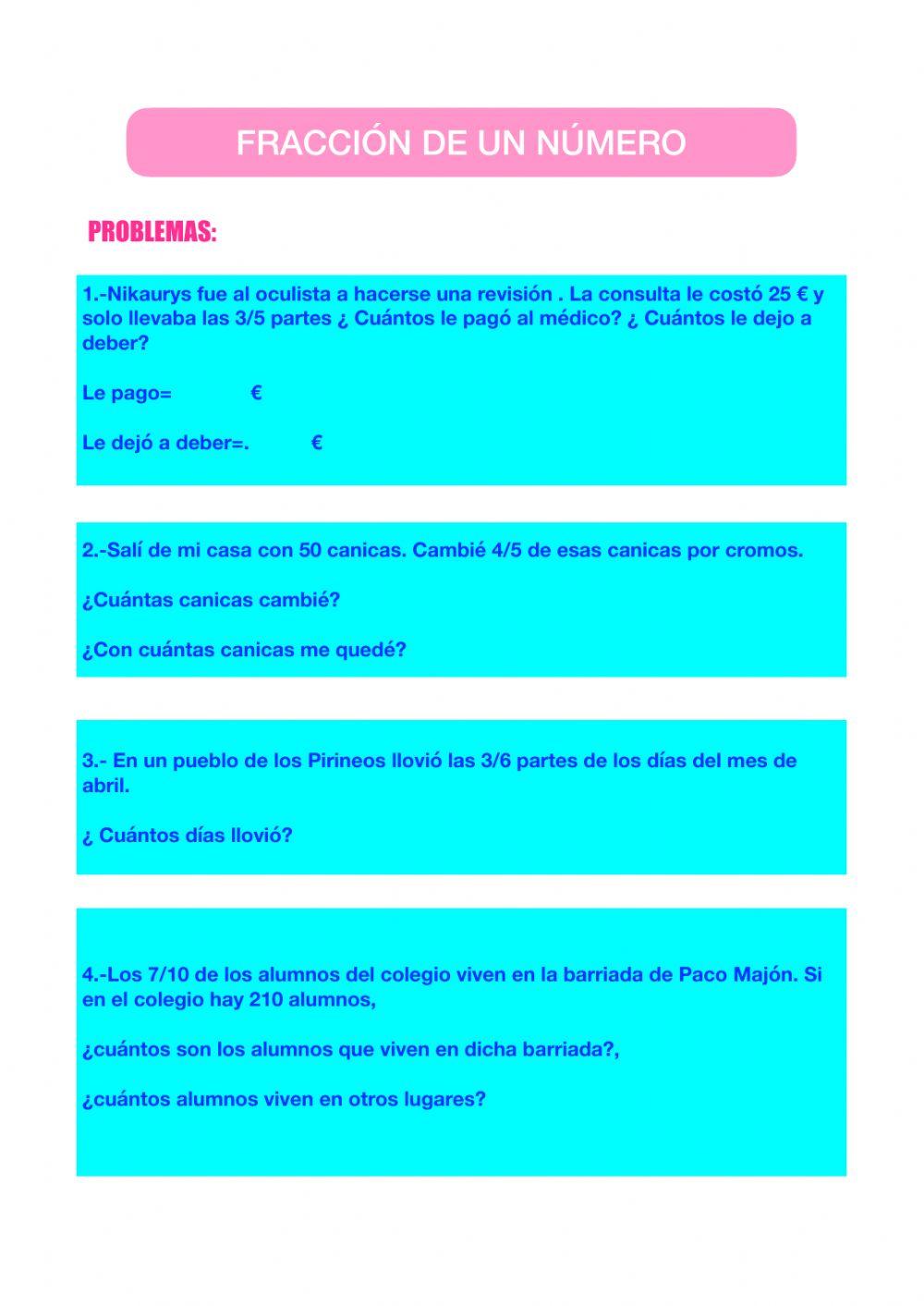 Problemas fracción de un número