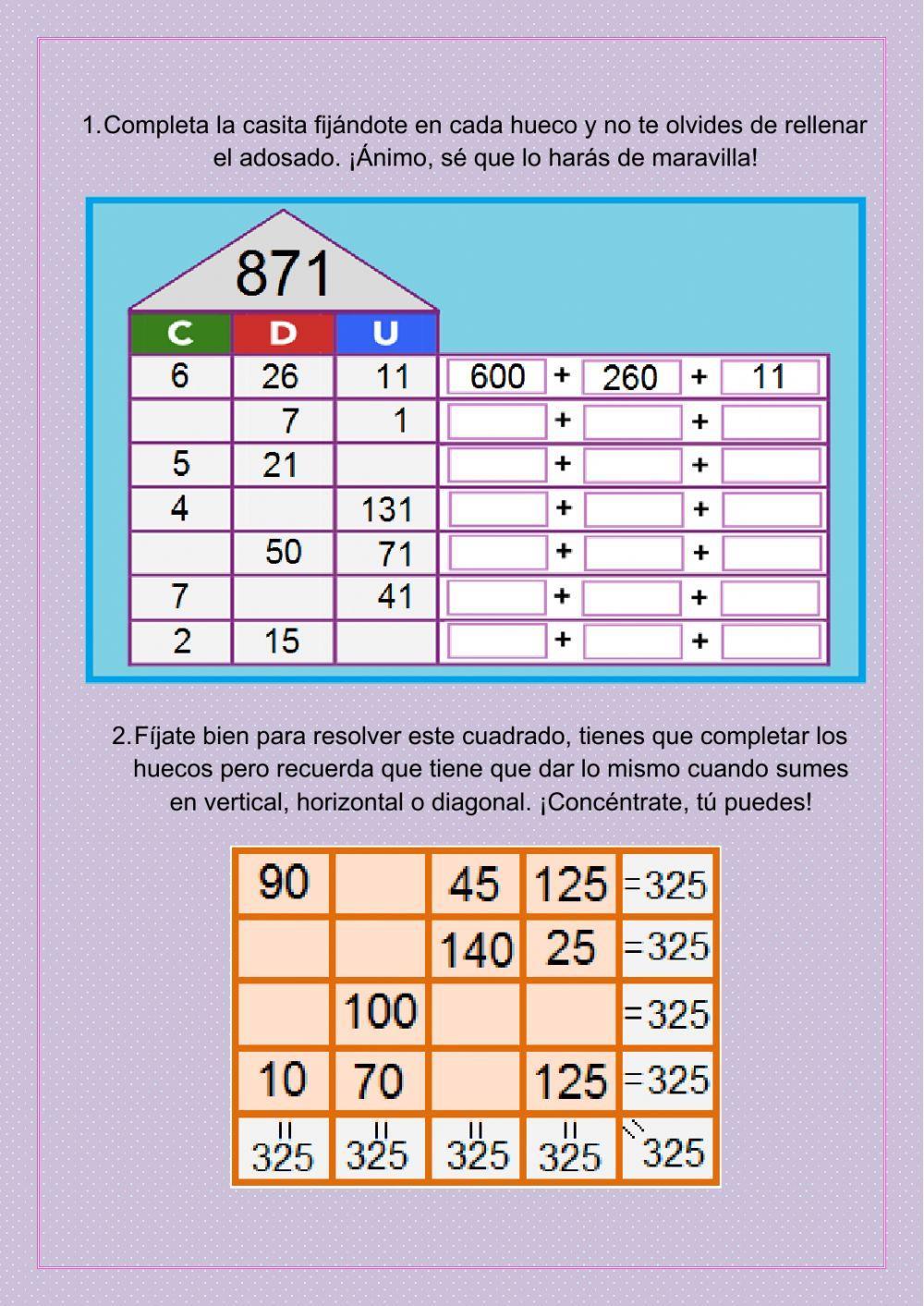 Casita y cuadrado mágico para completar. Sol para crear Casita y cuadrado mágico para completar. Sol para crear