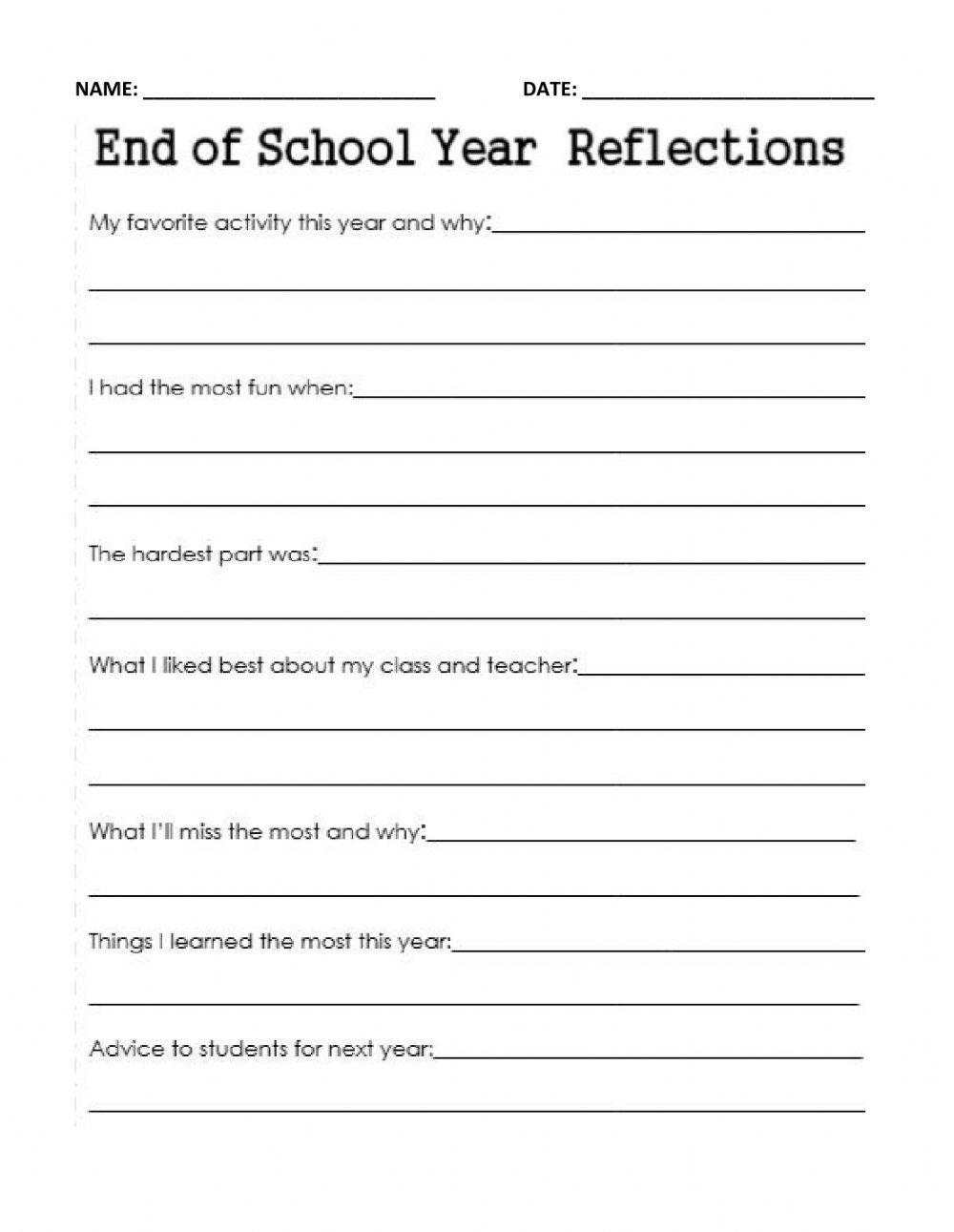 End of Year School Reflection