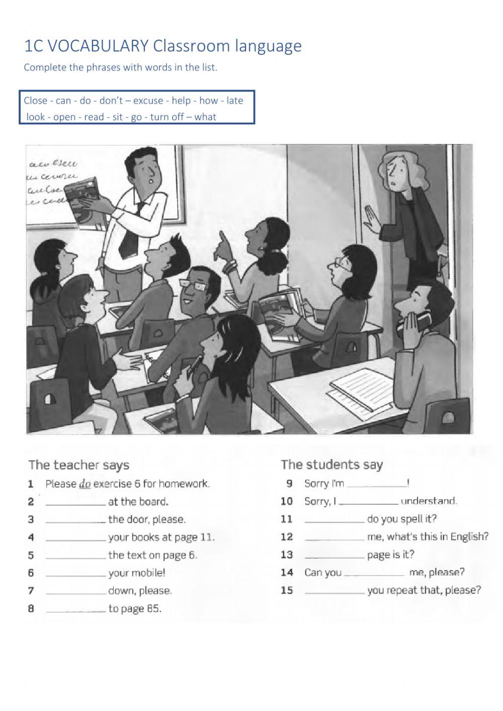 1C VOCABULARY CLASSROOM LANGUAGE 1C VOCABULARY CLASSROOM LANGUAGE