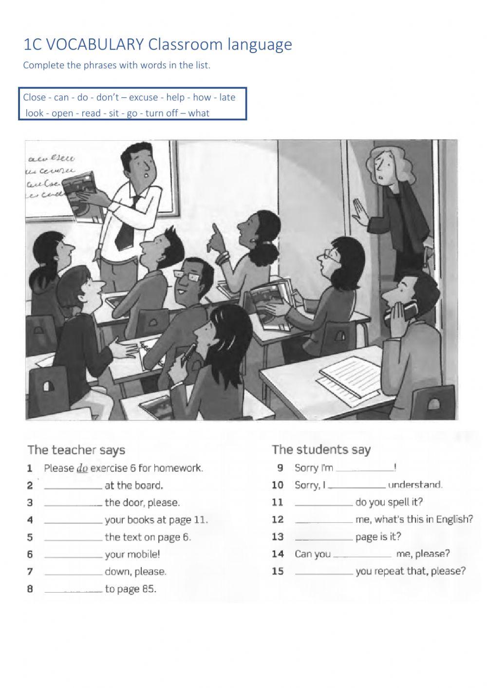 1C VOCABULARY CLASSROOM LANGUAGE