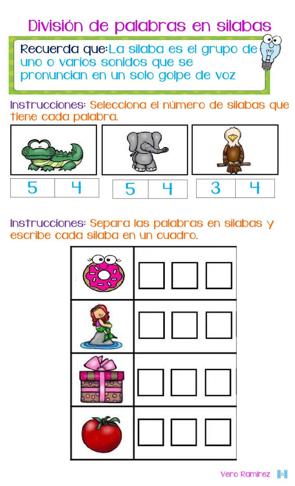 Sustitución y Separación de palabras en sílabas