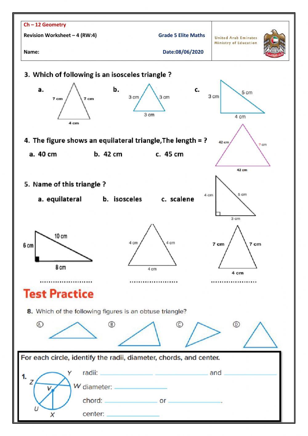 Revision Worksheet-4 on ch-12