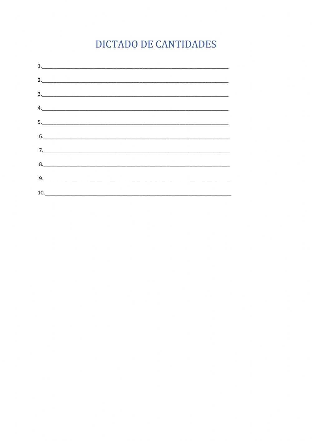 Dictado de cantidades