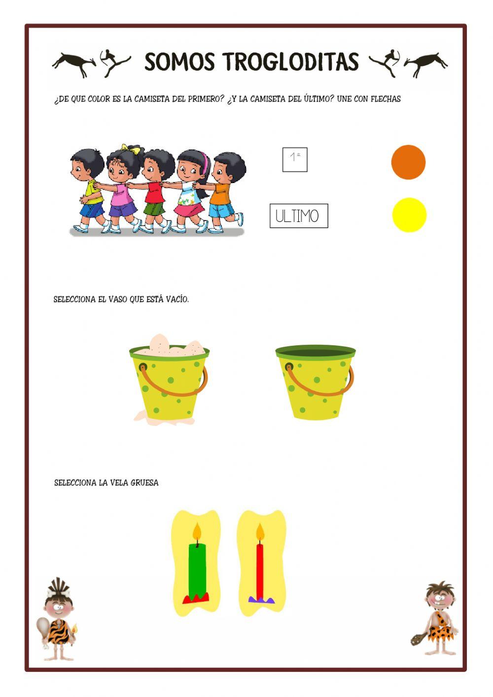 Conceptos: primero-ultimo lleno-vacio grueso-delgado