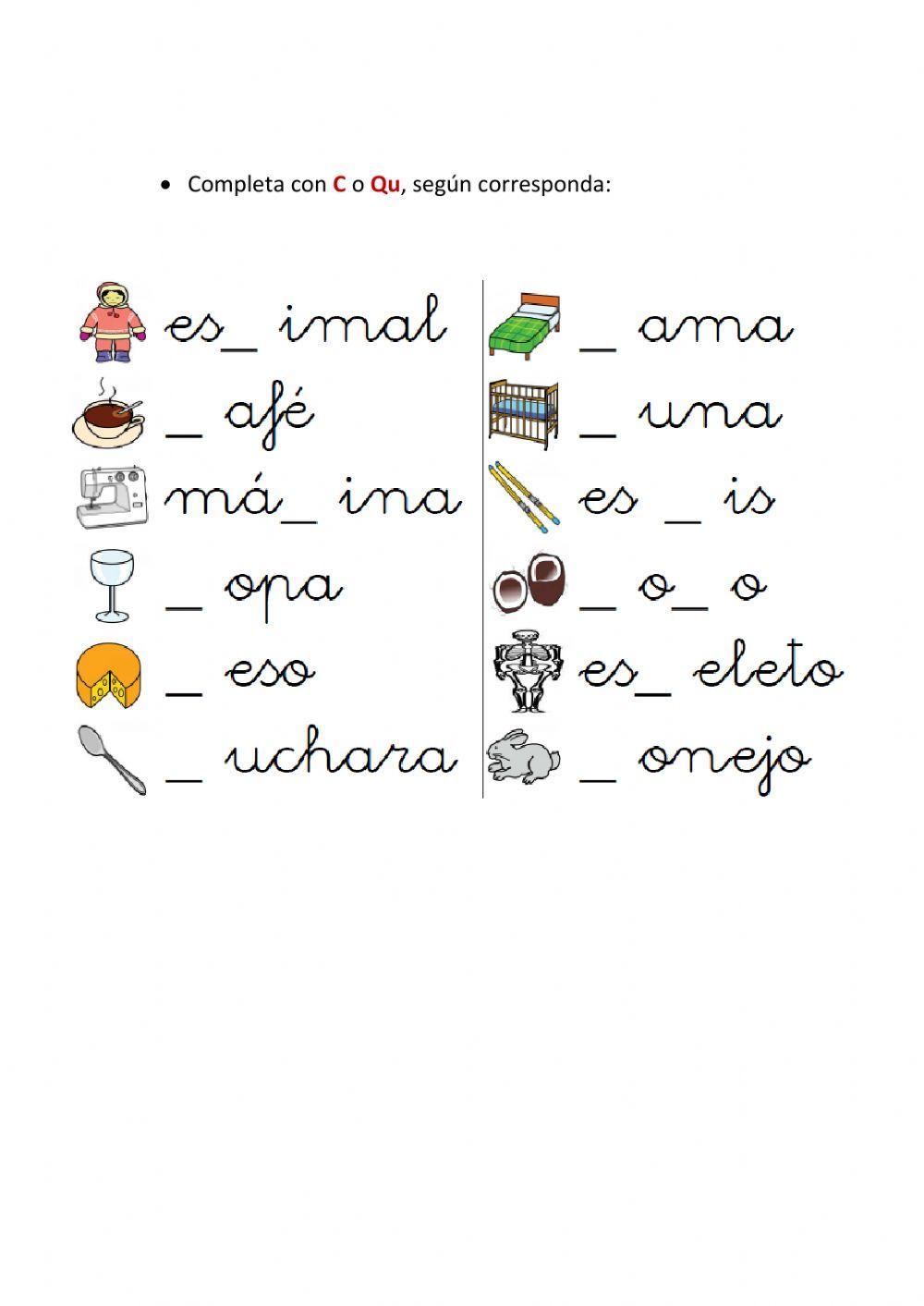 Actividades ca-que-qui-co-cu