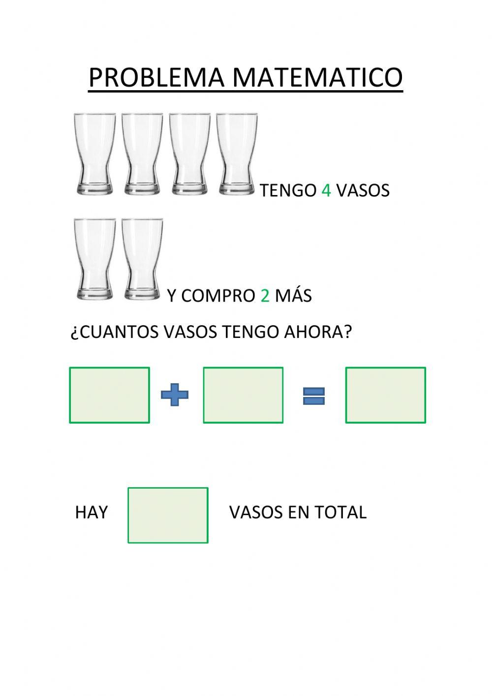 problema matemático vasos
