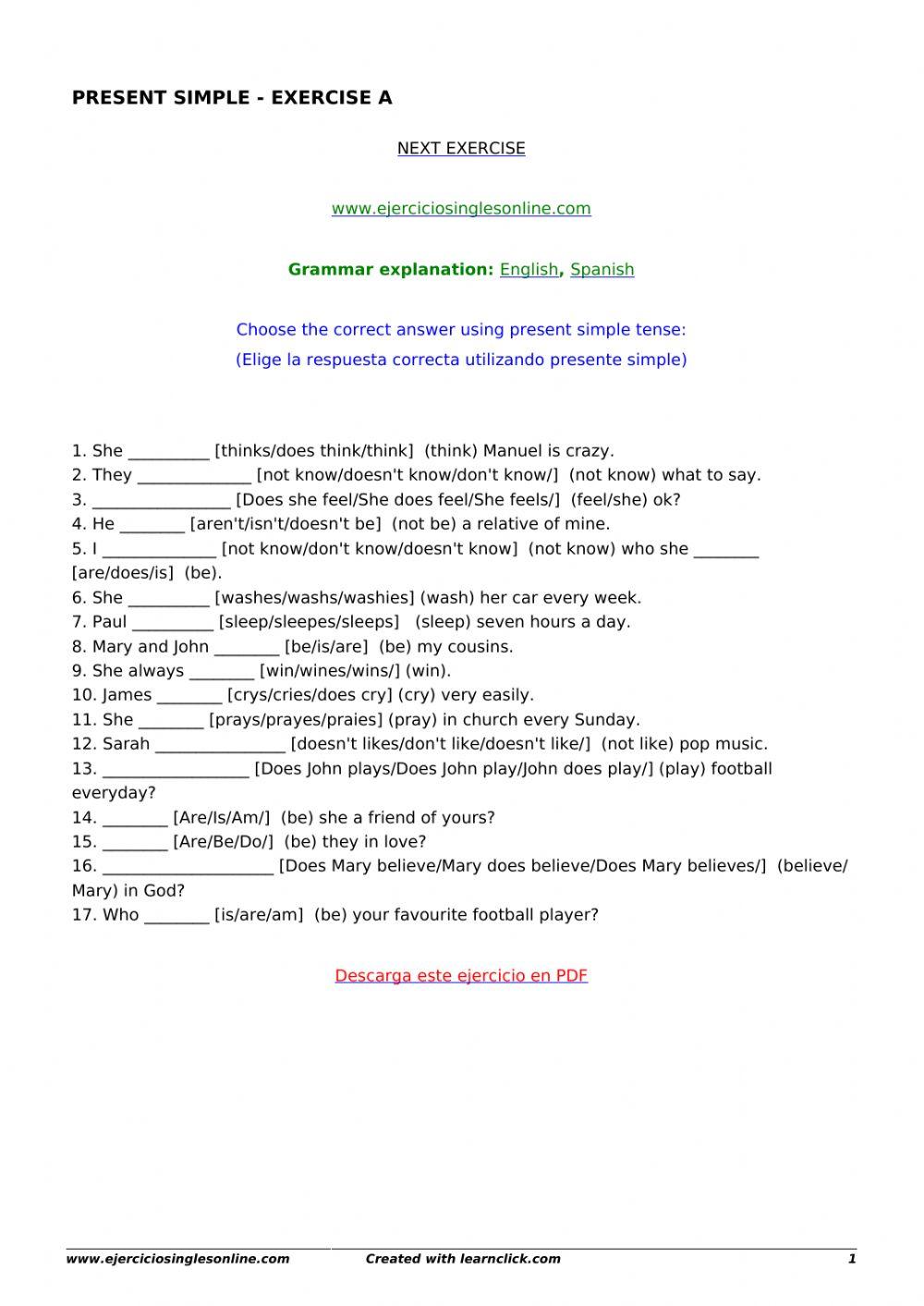 Present simple exercise