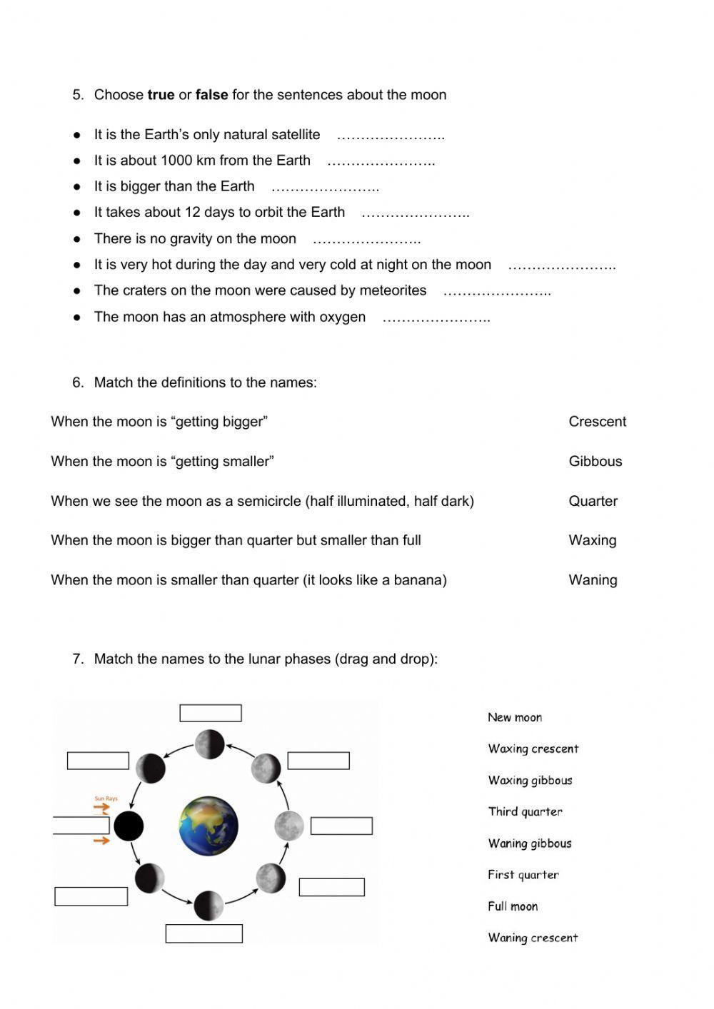 Year 5 social exam unit 5 the universe