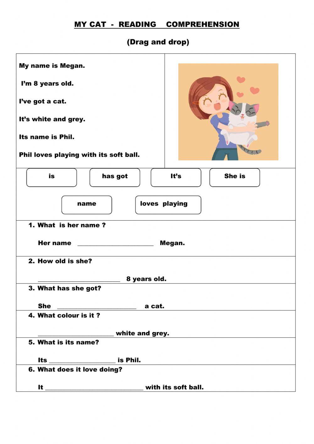 Reading comprehesion My cat