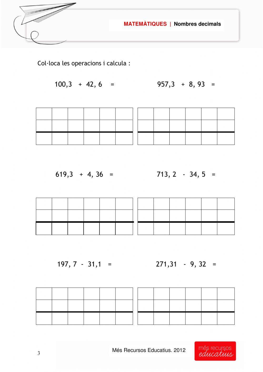 Operaciones con decimales