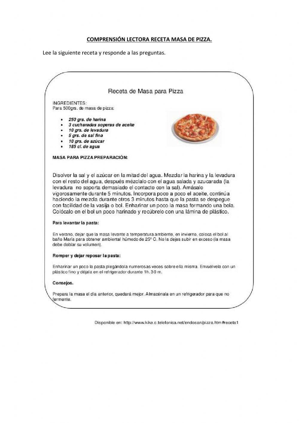 Receta masa de pizza