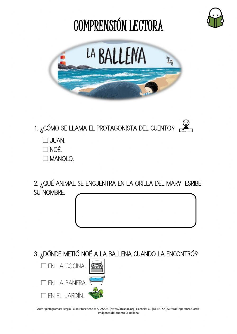 Comprensión lectora la ballena
