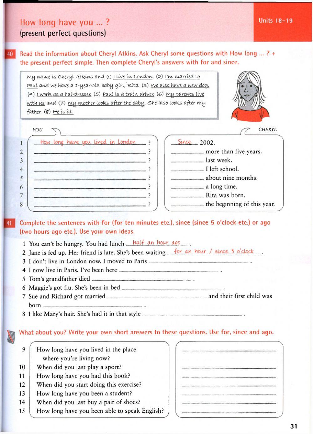 Present Perfect Review Exercises
