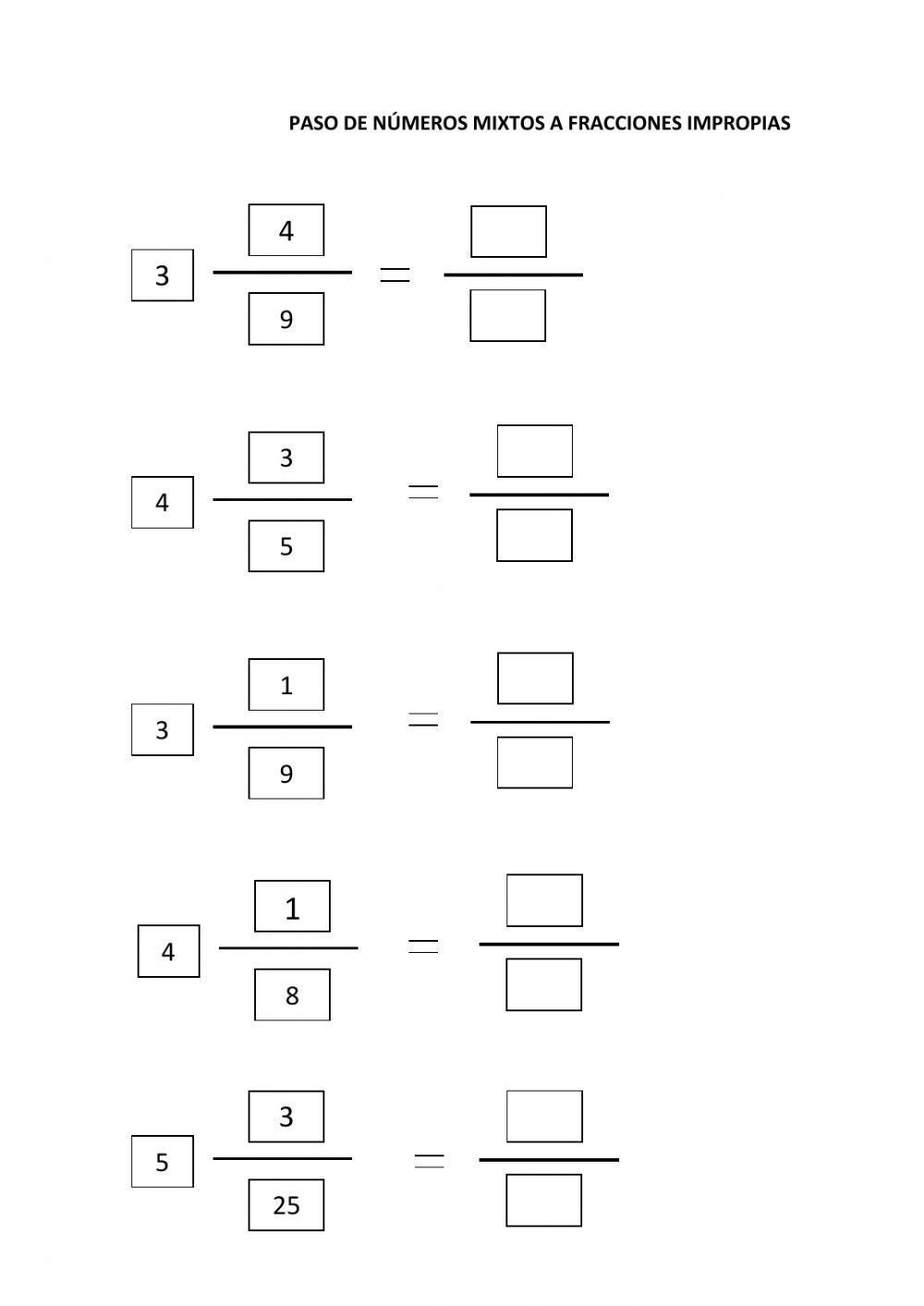 Fracciones y números mixtos