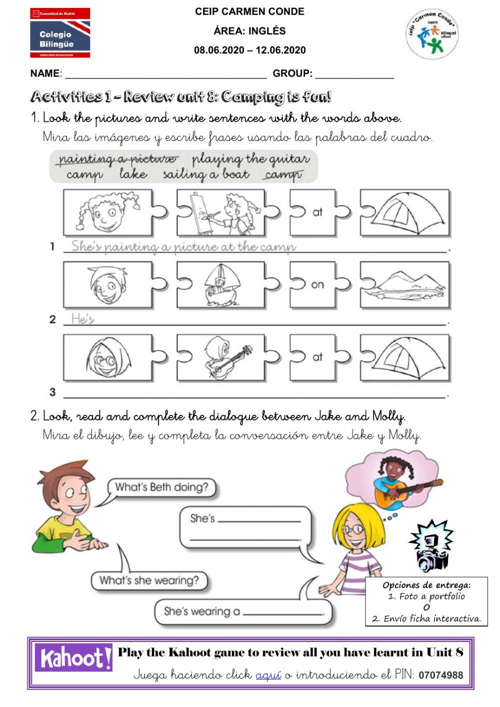 English - ficha 1 - 08.06-12.06