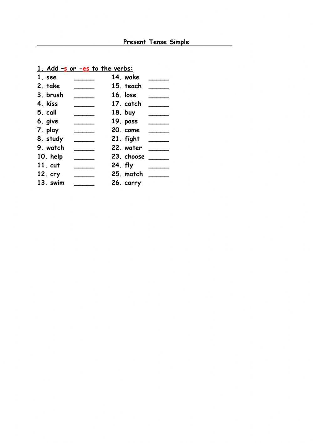 Present Tense Simple