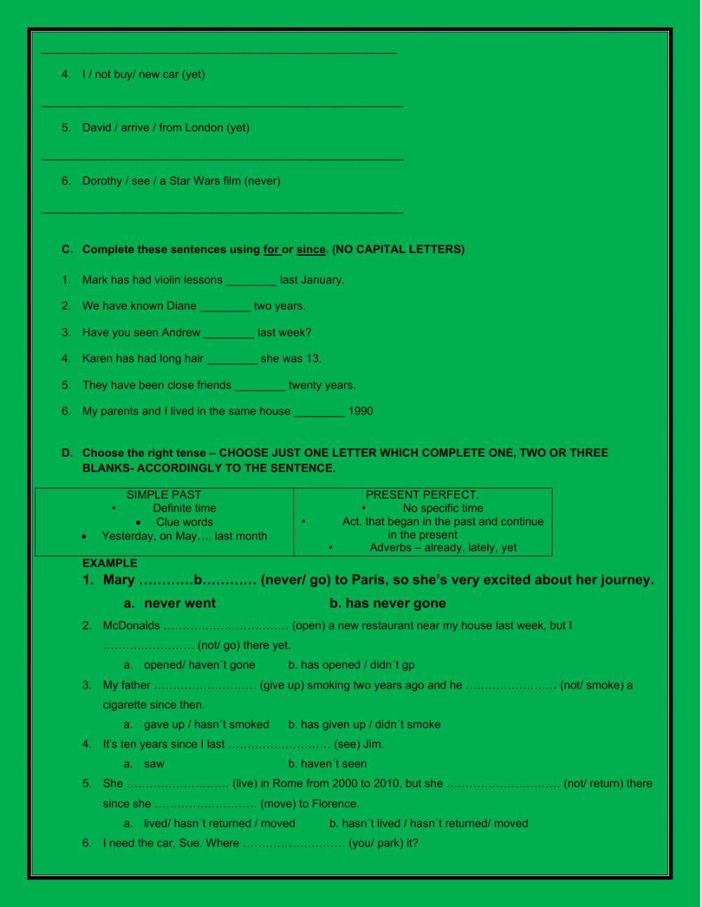 Present perfect vs. Simple past