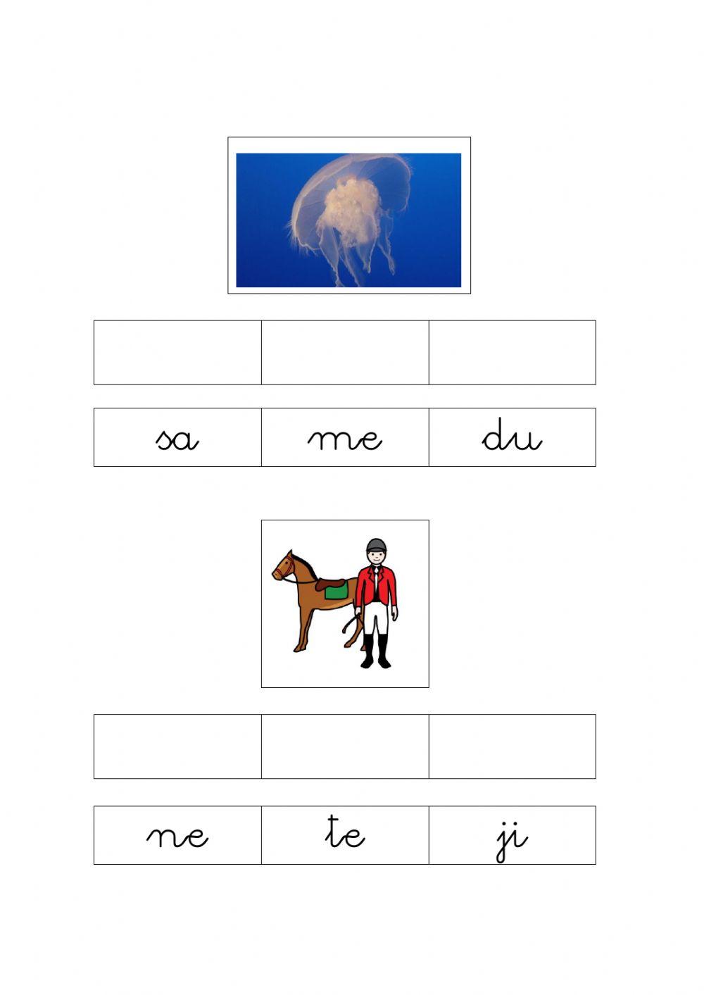 Ordenar sílabas para formar palabras.