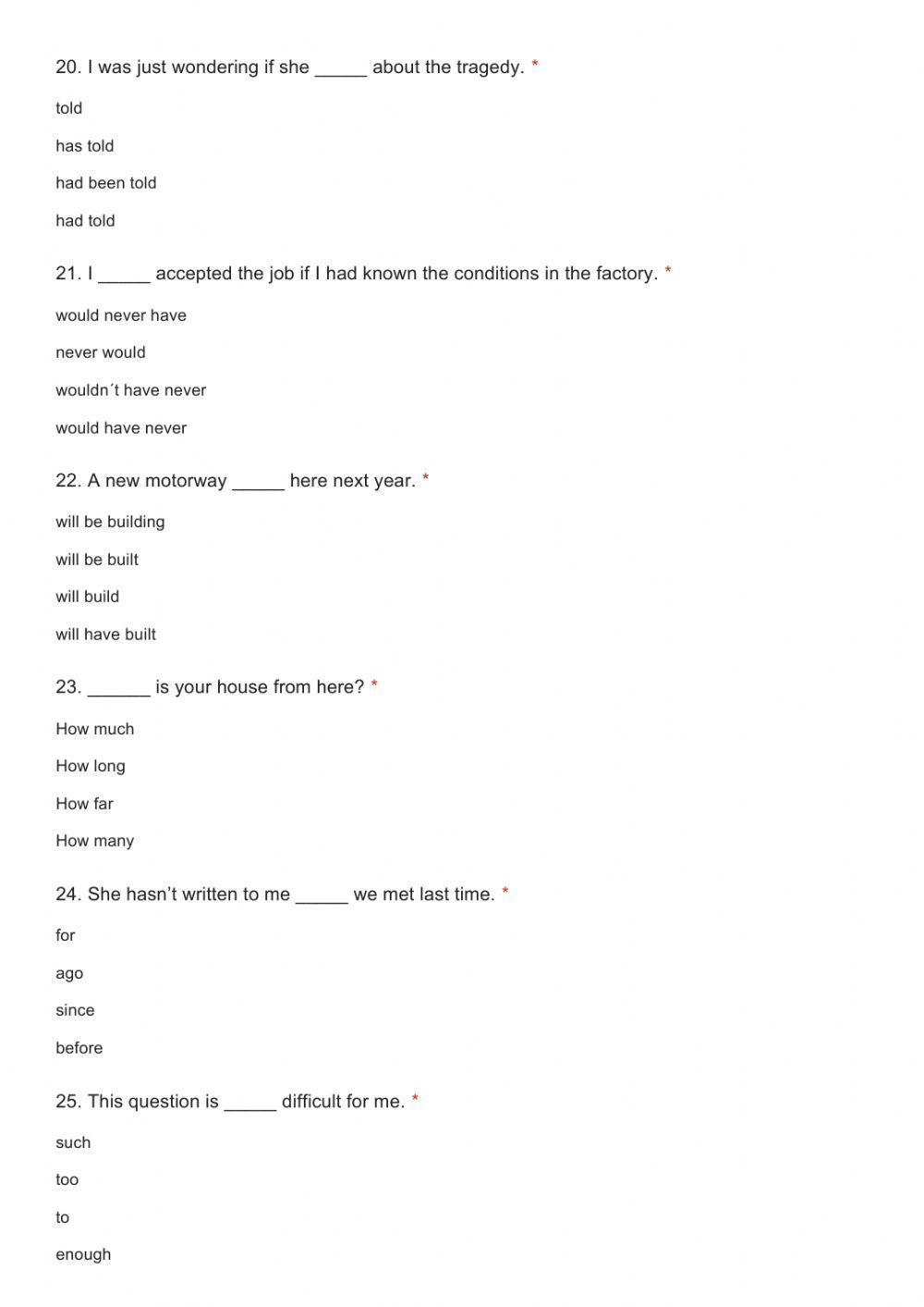 4º eso grammar test