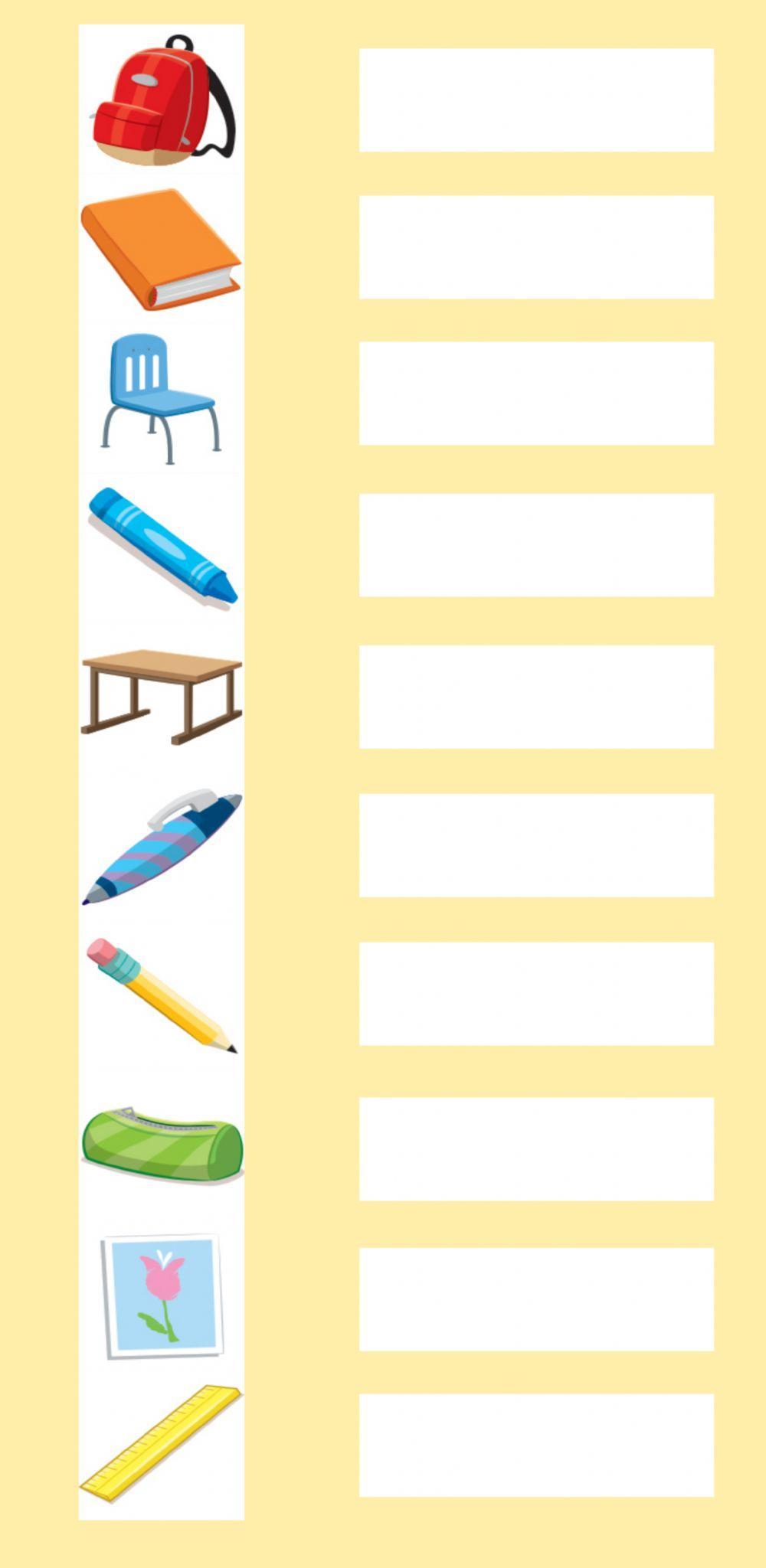 1st Grade: Vocabulary - Class Objects 2