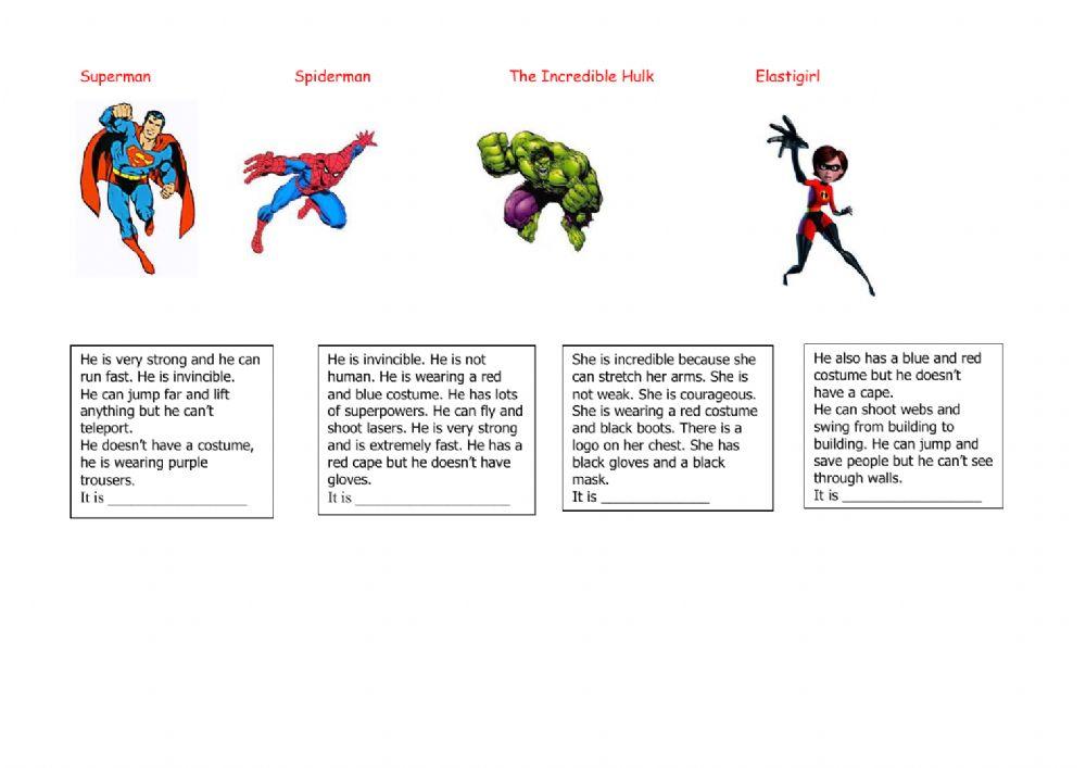 Matching exercise Superheroes