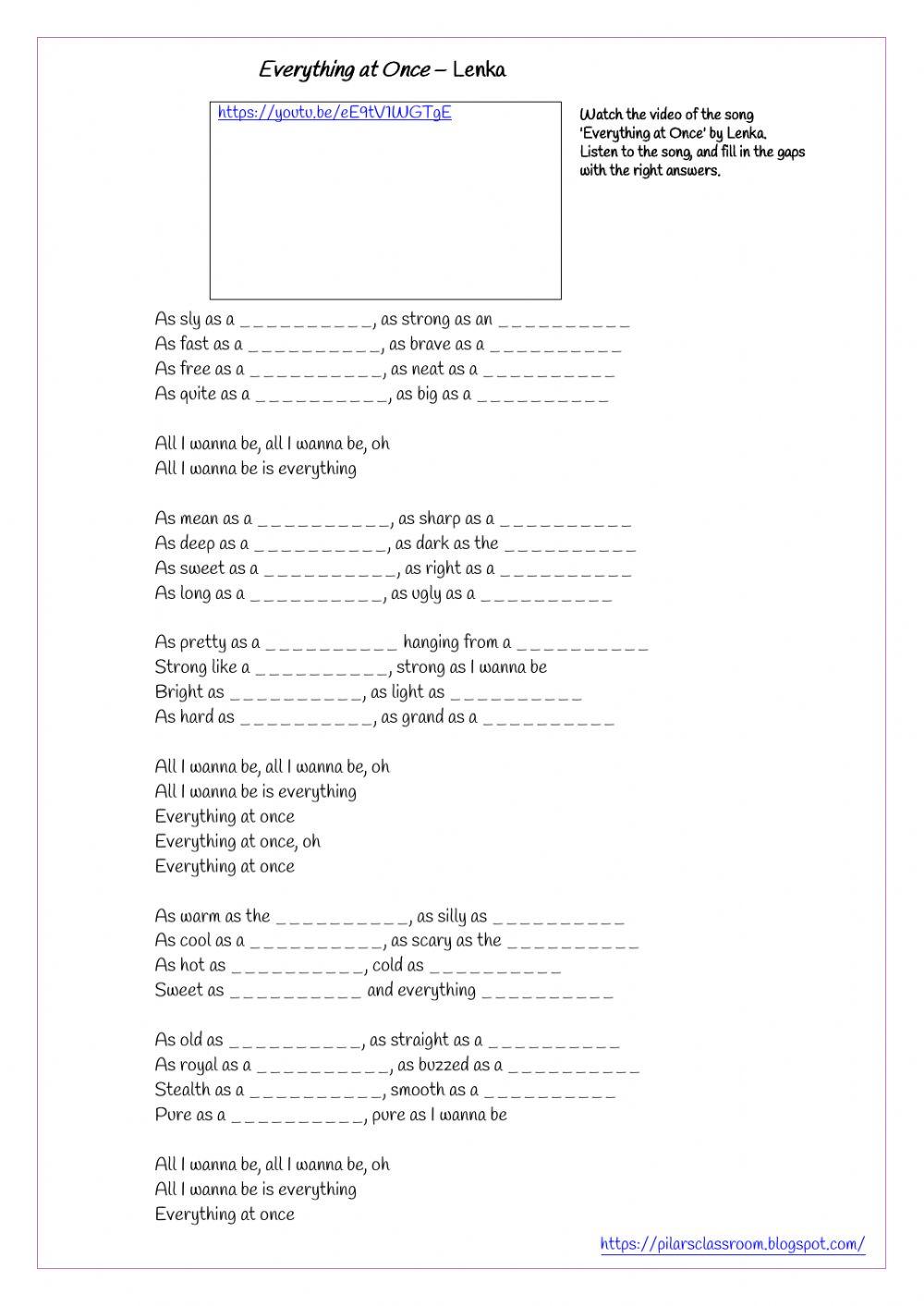 Song: 'Everything at Once' by Lenka