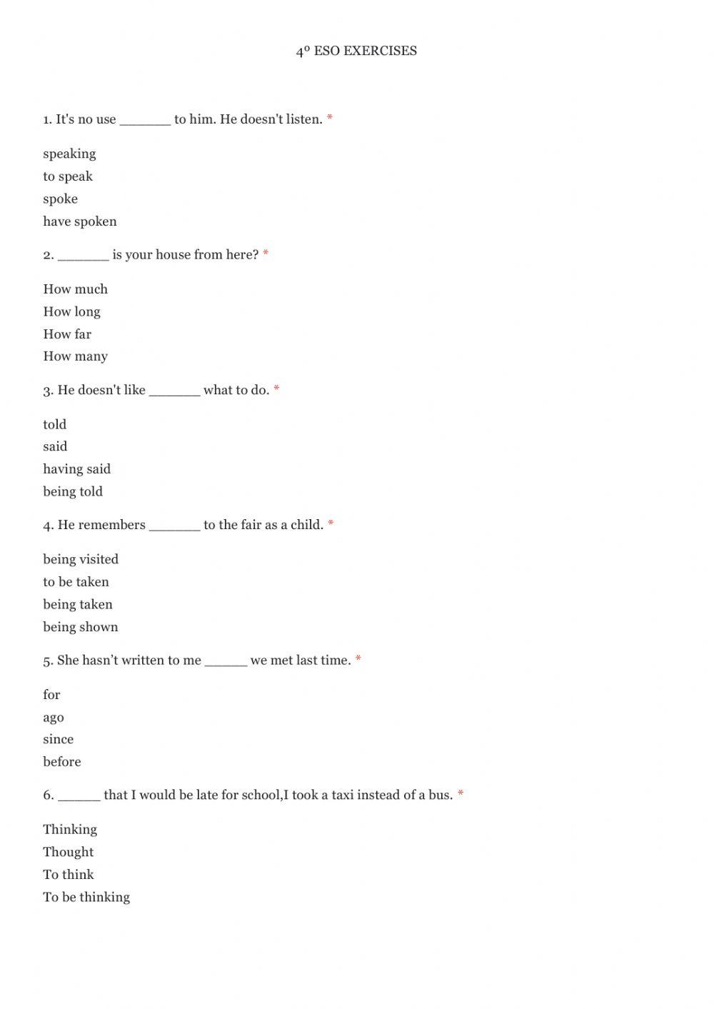 4º eso grammar test