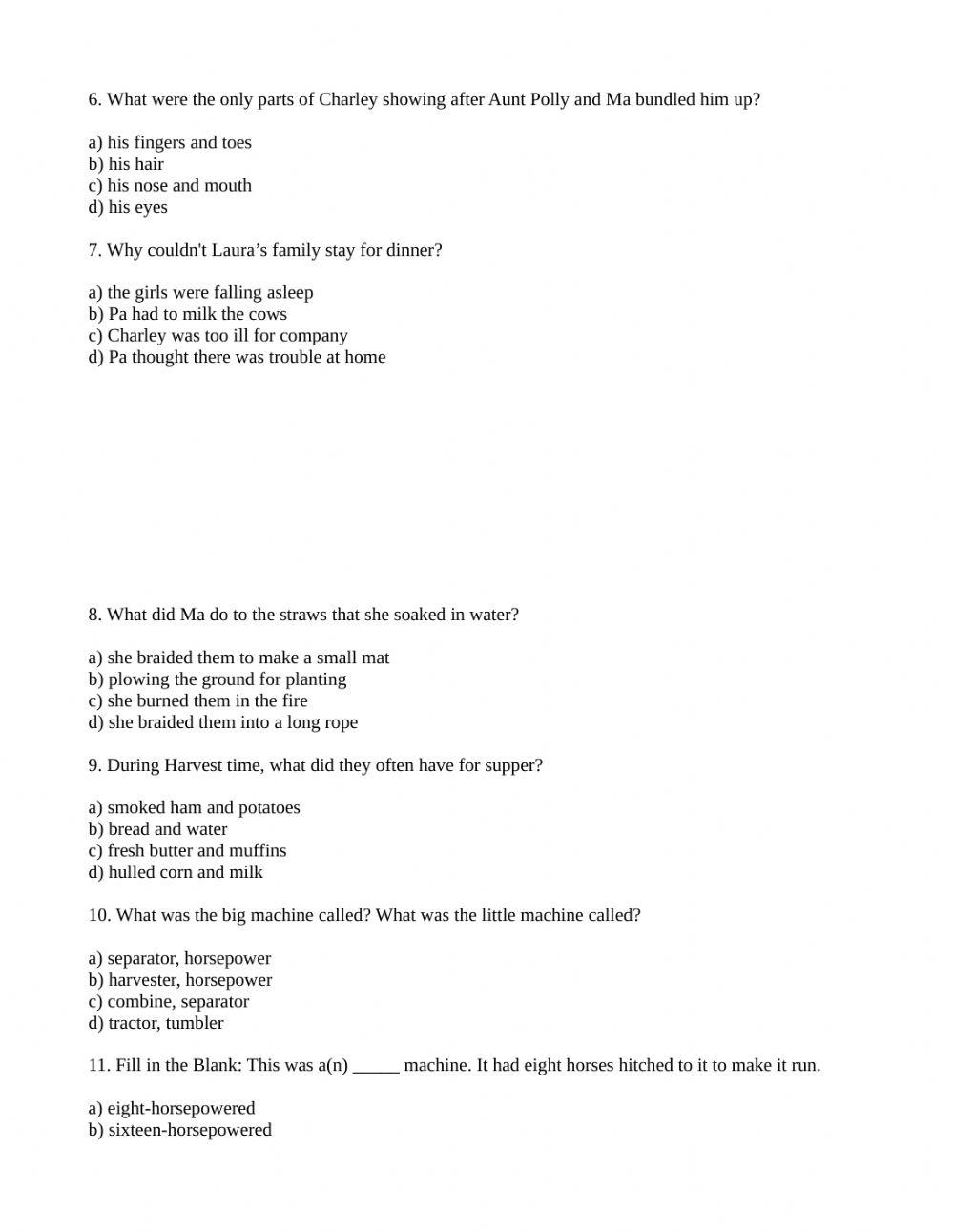 Little House in the Big Woods Chapters 11 and 12