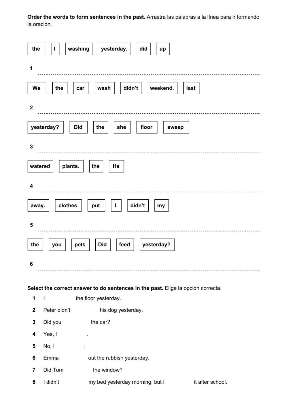 Checking the past simple of irregular verbs