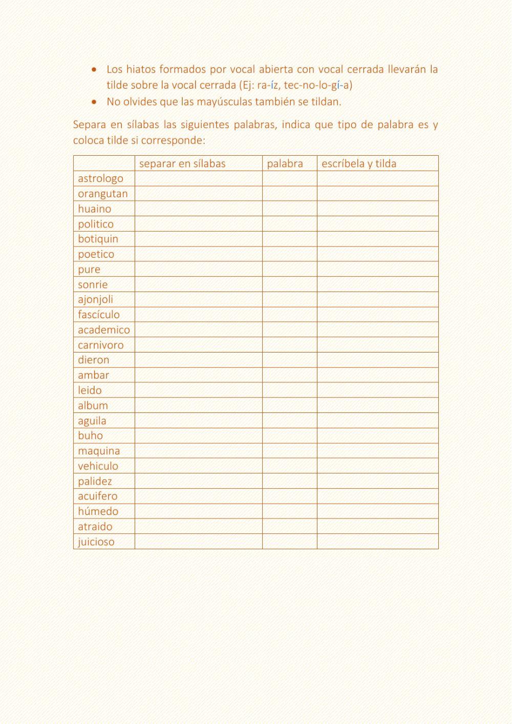 Reglas generales de tildación