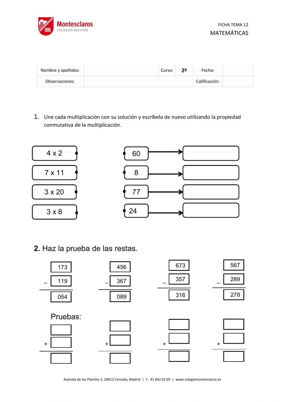 Ficha matemáticas tema 12