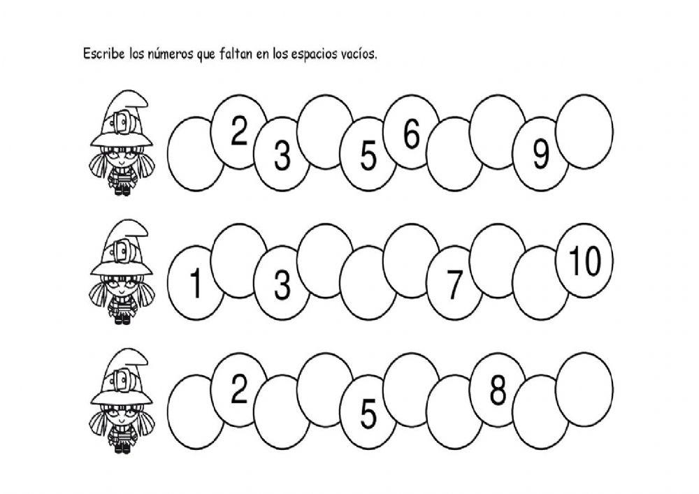 Escribe los números que han desaparecido
