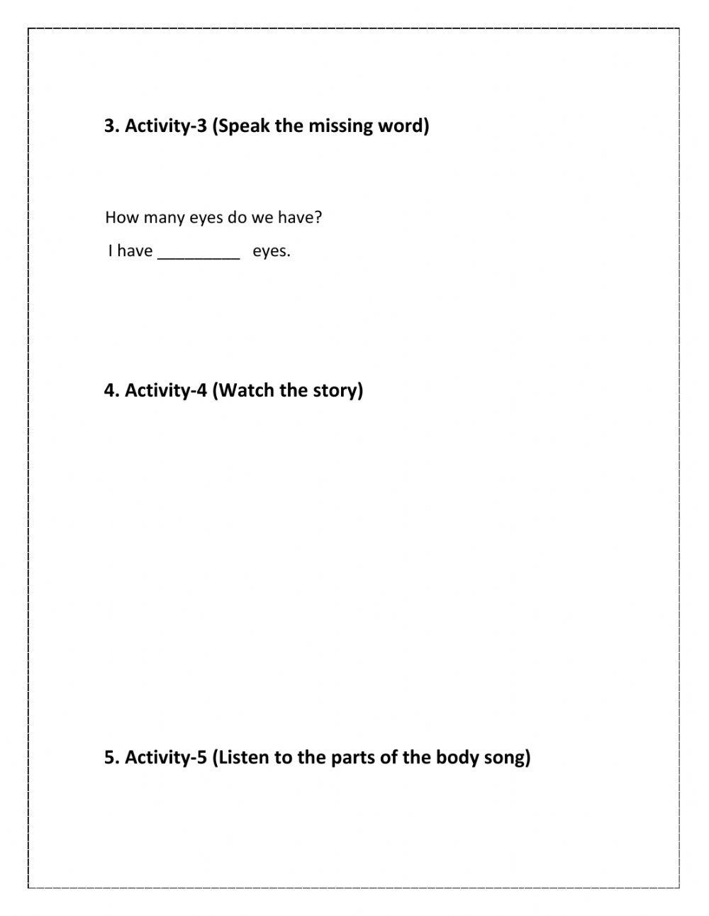 Interactive worksheet