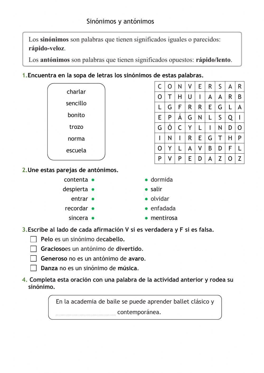 Sinónimos y antónimos