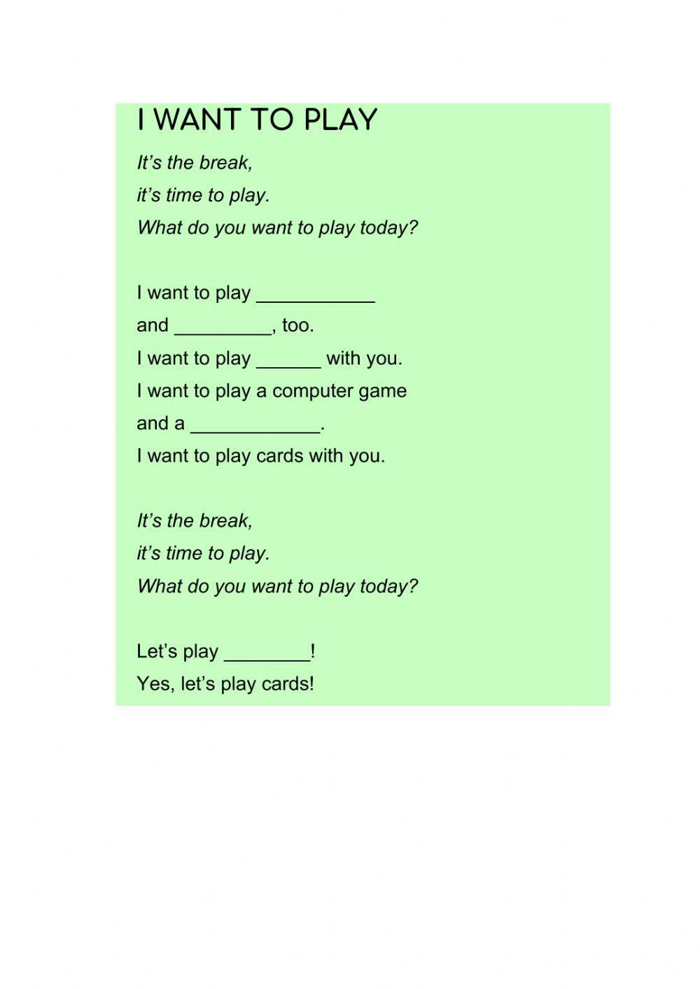 I want to play - song
