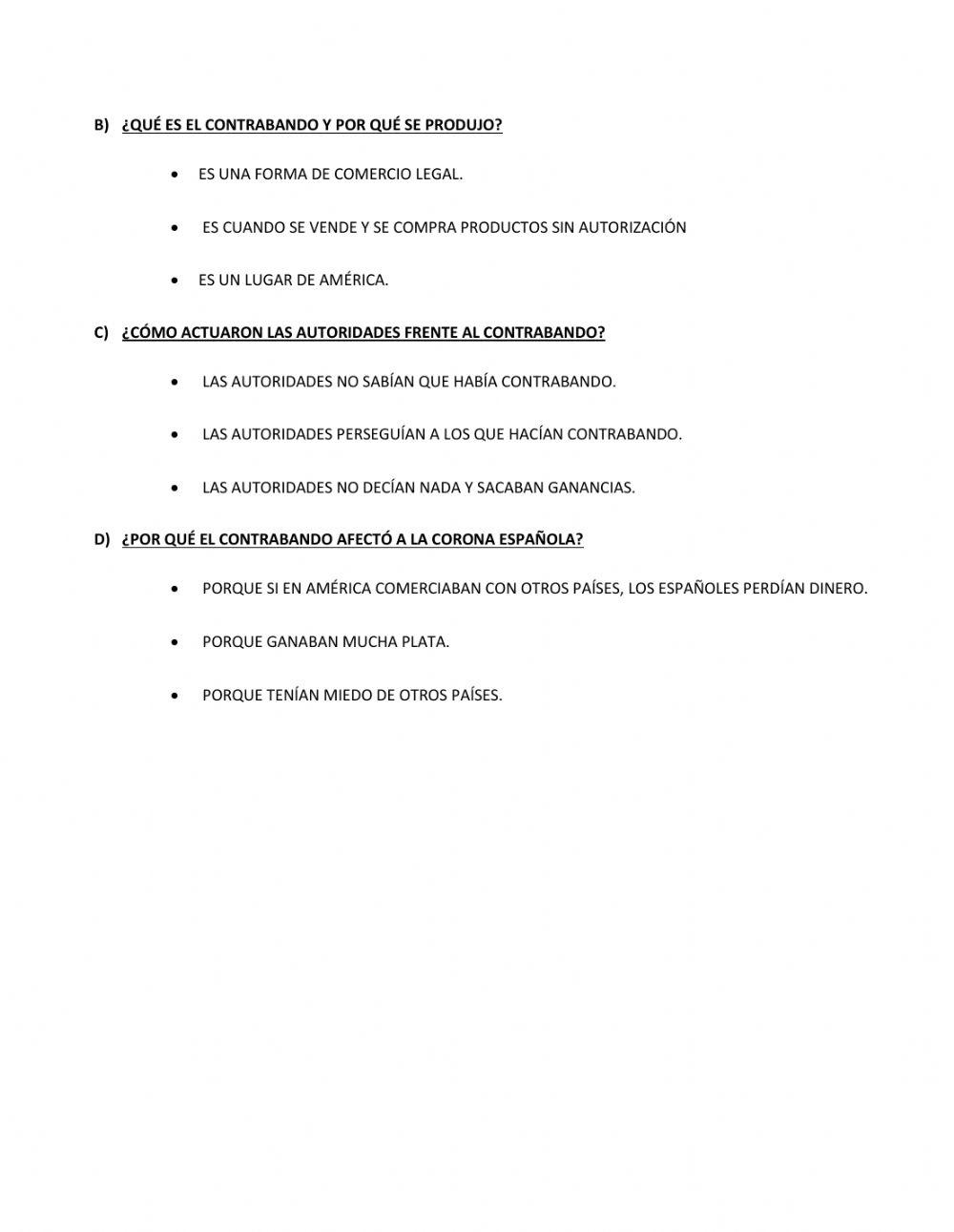 Comercio colonial - comprensión