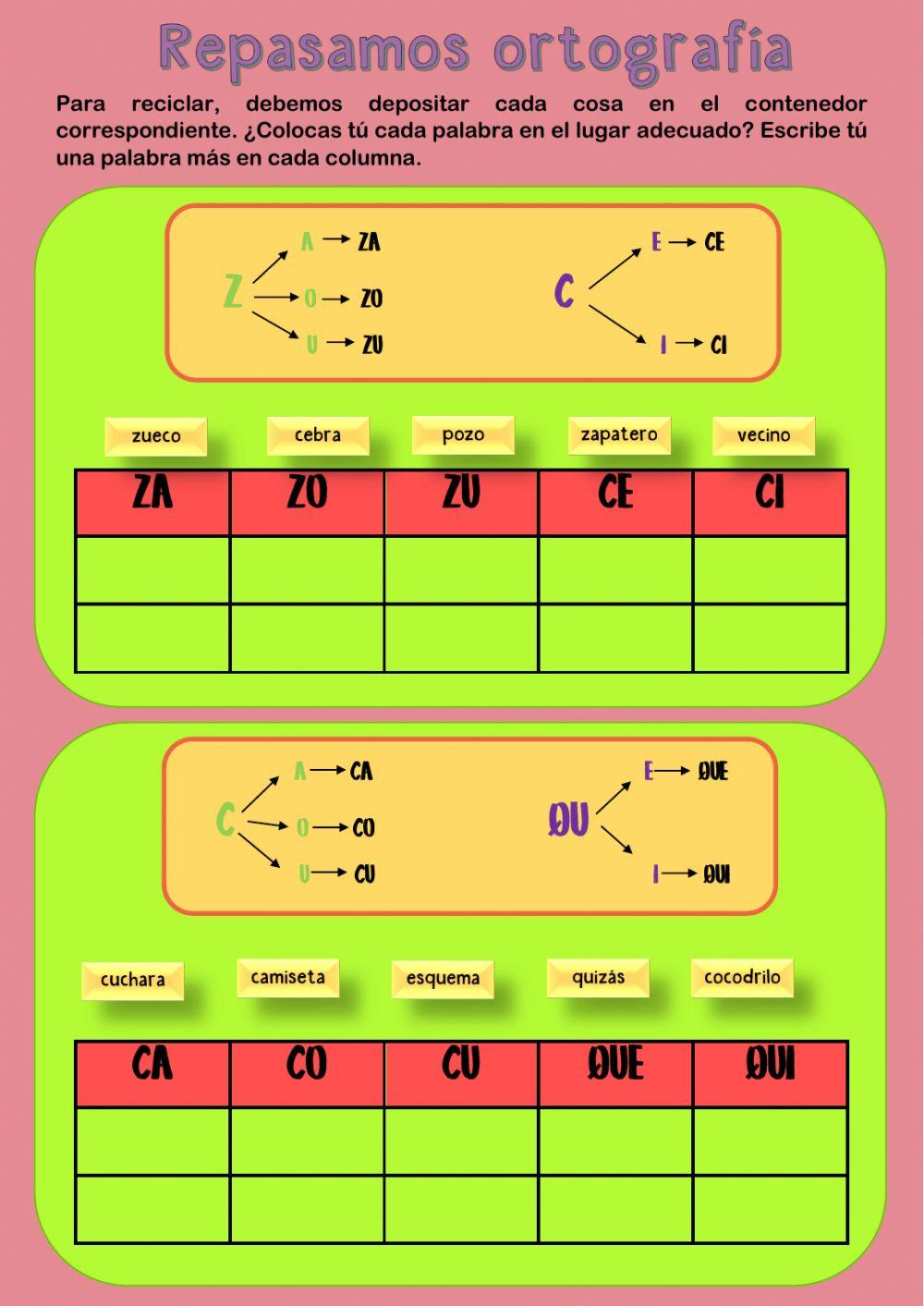 Ortografía z-c, c-qu