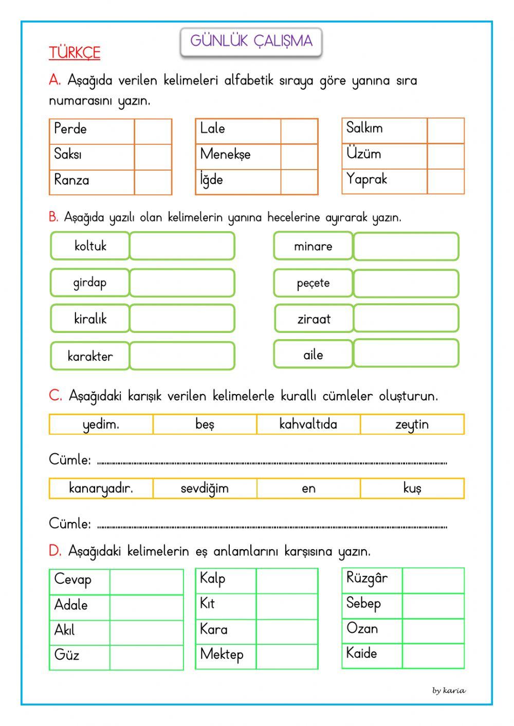 Günlük çalışma 34