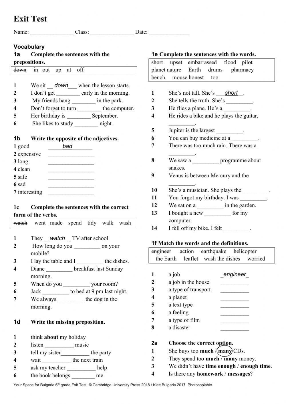 Final test 6th grade