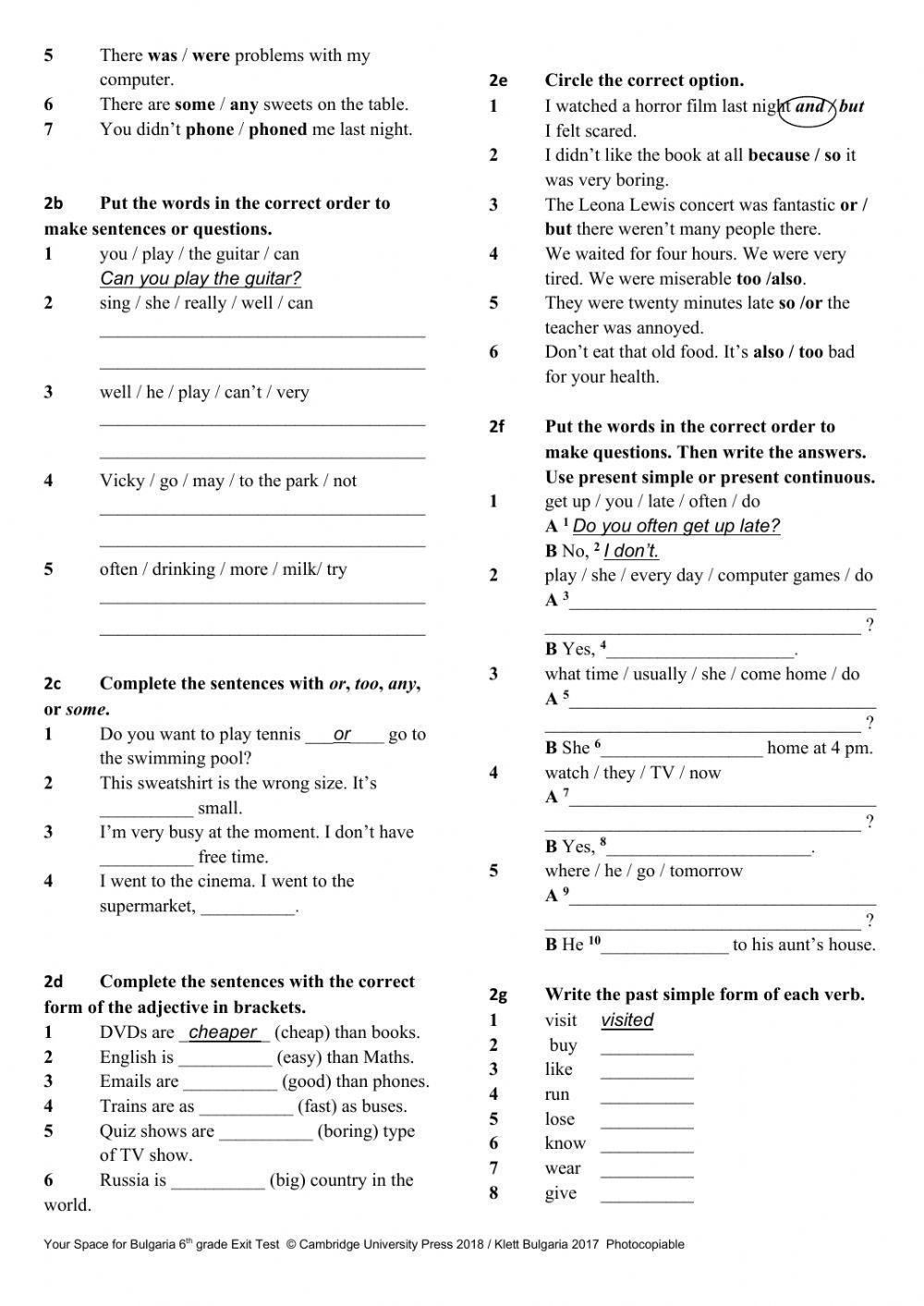Final test 6th grade