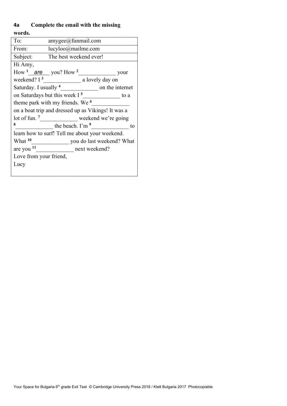 Final test 6th grade