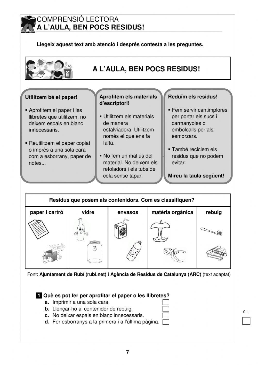 Comprensió lectora residus