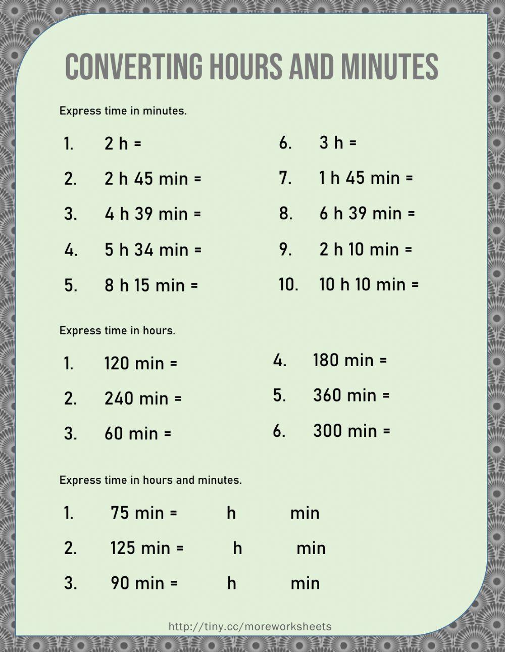 Converting Hours and Minutes