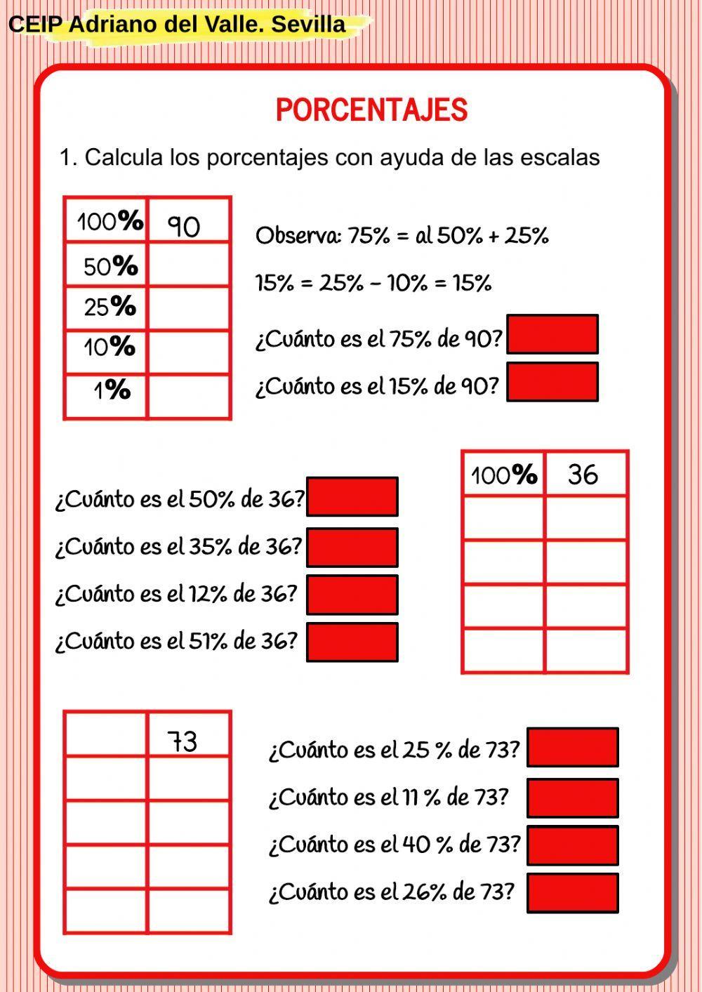 Cálculo de porcentajes. ABN