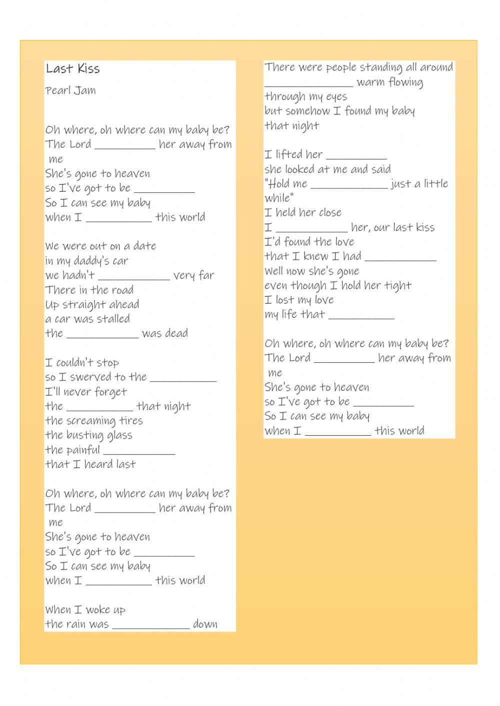 Pearl Jam - Last kiss