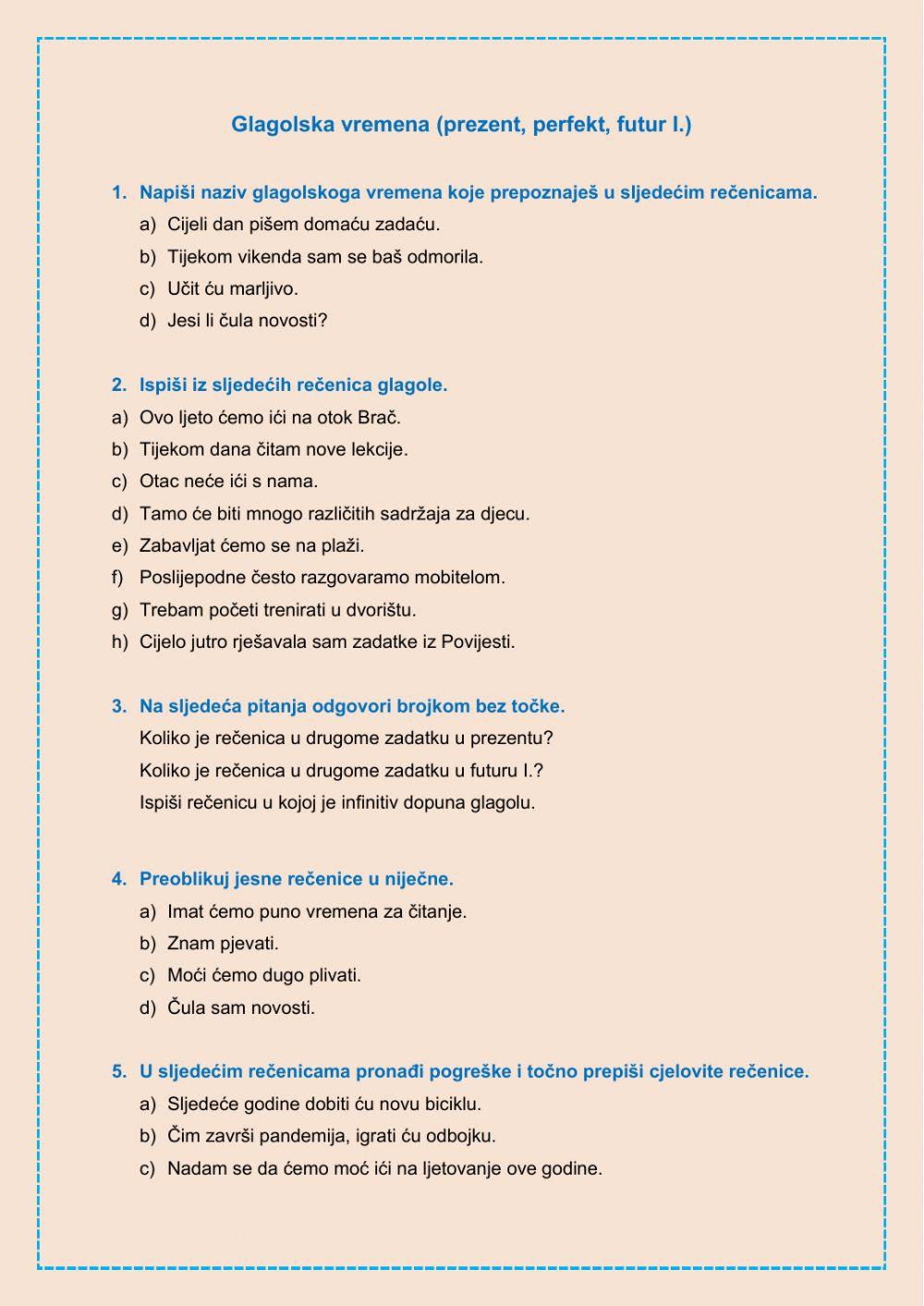 Glagolska vremena (vježba)