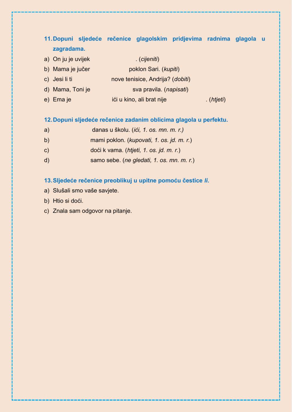 Glagolska vremena (vježba)