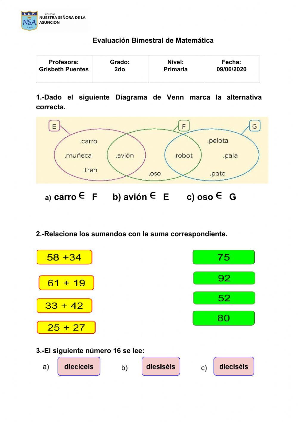 NSA Evaluación Matemática